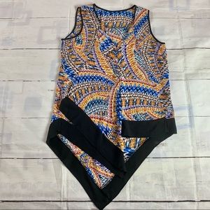 Sleeveless chiffon summer abstract top western Aztec Arabic tribal geo beach